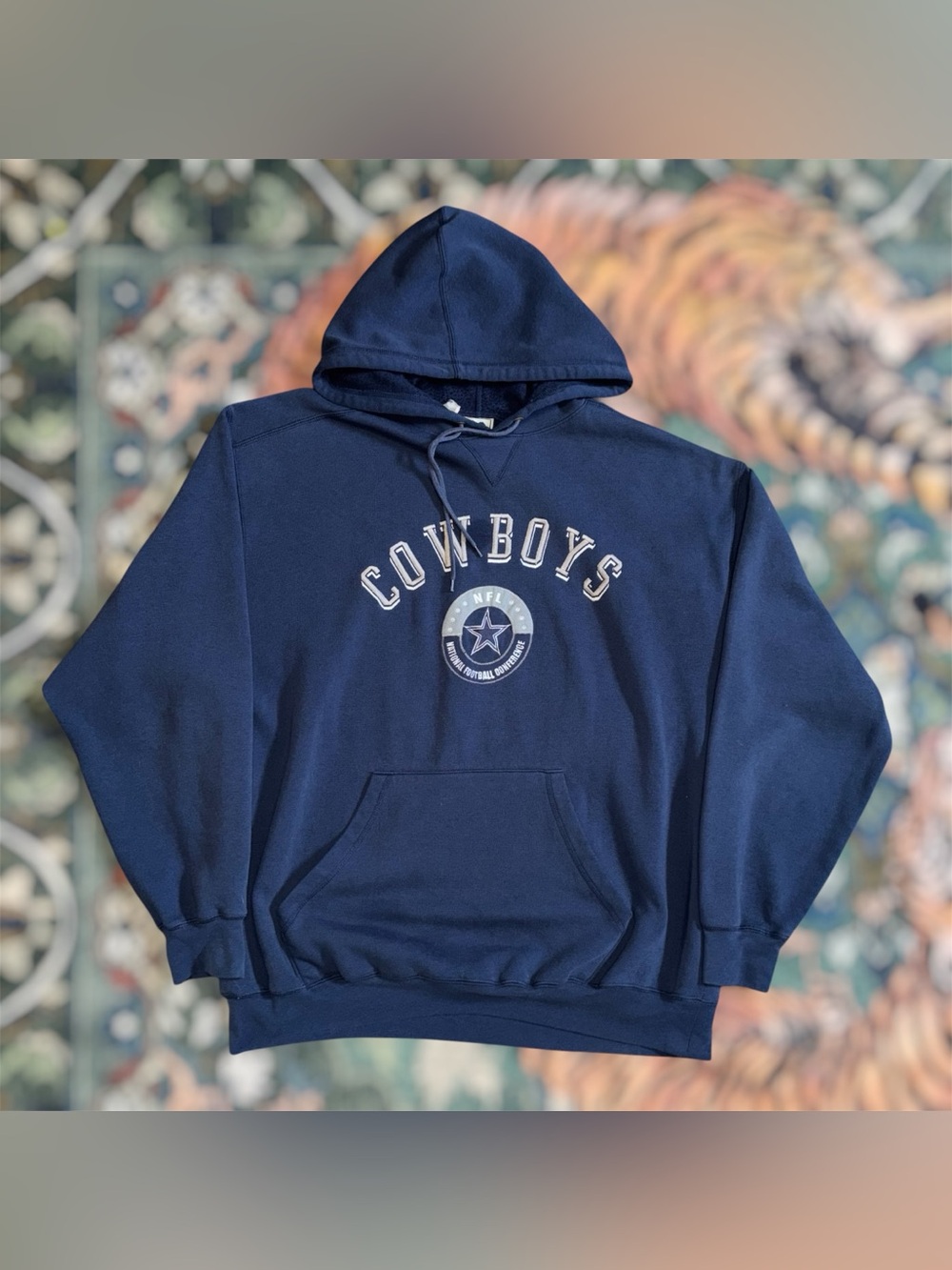 Vintage 90s Lee Sport Dallas Cowboys NFL Hoodie Pullover Fleece Blue Mens Large